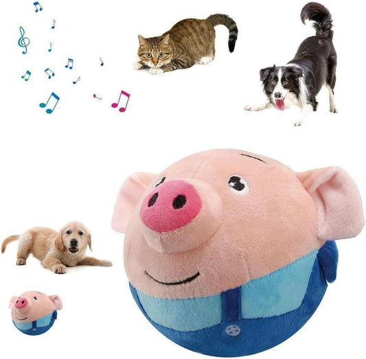 Interactive Dog Toys Active Moving Pet Plush Toy, Squeaky Dog Ball Toy with Recording and Music Mode, Rechargeable Mobile Toy for Small/Medium Dogs